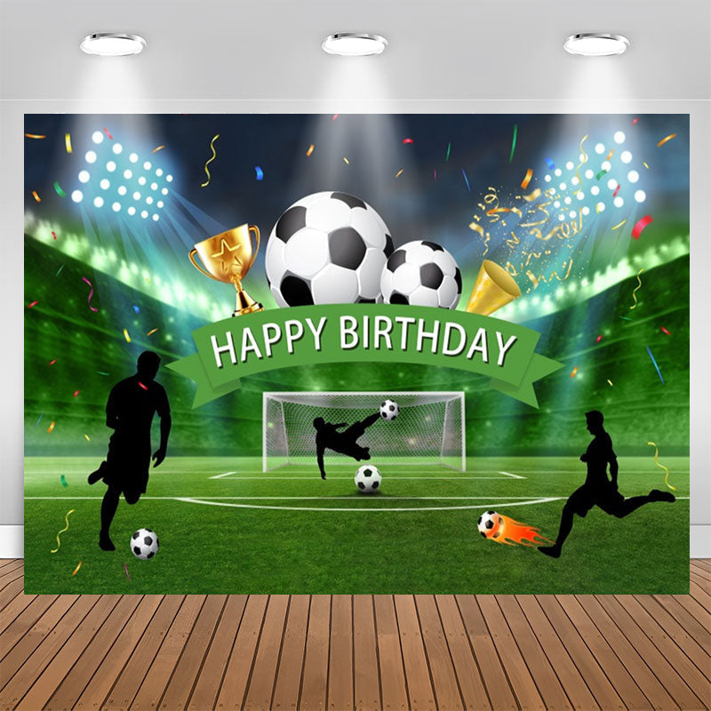 Aperturee - Football Court Confetti Birthday Backdrop For Boy