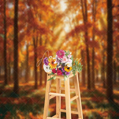 Aperturee - Forest Autumn Leaves Sunshine Photo Backdrop