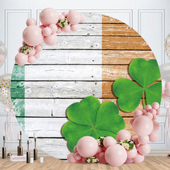 Aperturee - Four Leaf Clover And Wood Round Birthday Backdorp