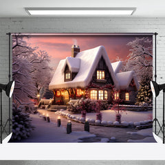 Aperturee - Frozen Forest House Garden Photo Winter Backdrop