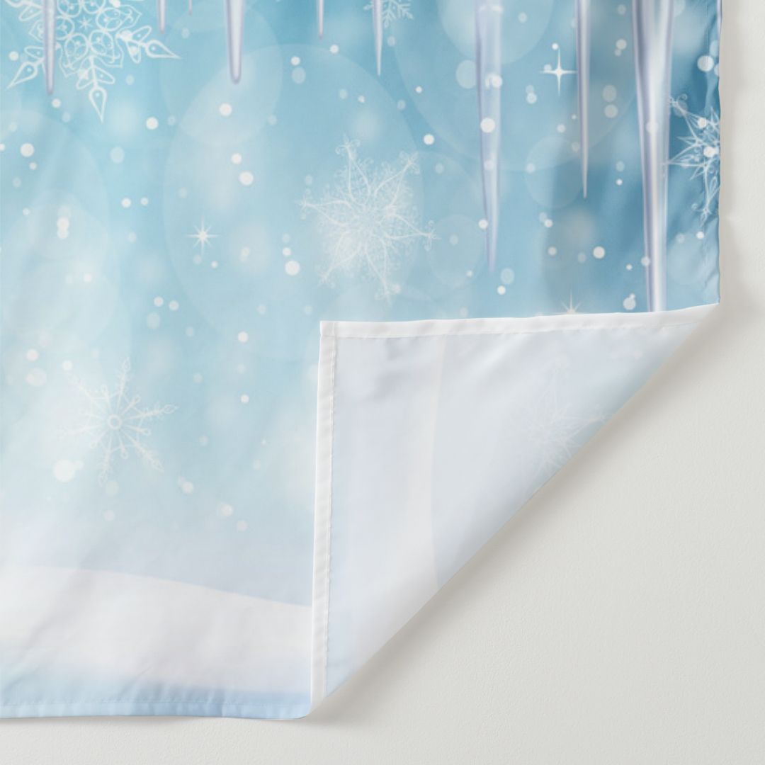 Aperturee - Frozen Ice Snowflake Blue Bokeh Winter Backdrop