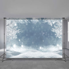 Aperturee - Frozen Ice Trees Bokeh Snowy Winter Scene Backdrop