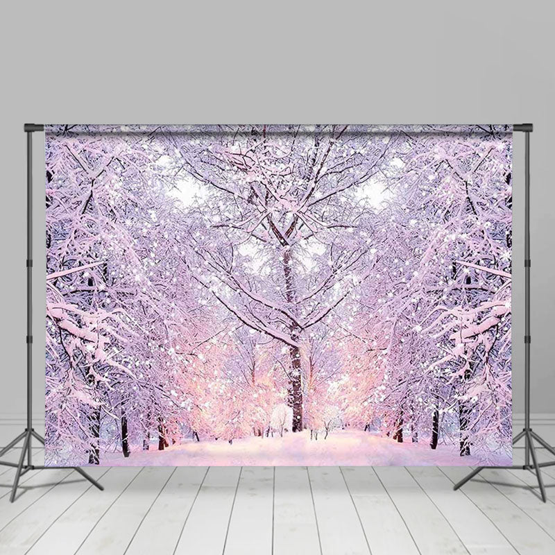 Aperturee - Frozen Wonderland White Snowy Forest Winter Backdrop