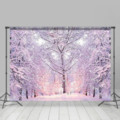 Aperturee - Frozen Wonderland White Snowy Forest Winter Backdrop