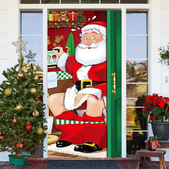 Aperturee - Funny Toilet Santa Red Green Christmas Door Cover