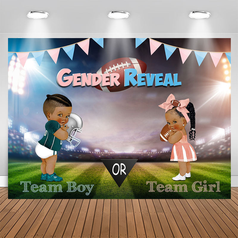 Aperturee - Gendar Reveal Football Party Backdrop for Baby Shower