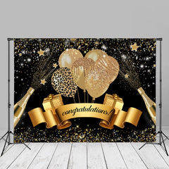 Aperturee - Gift Boxes Champagne Glitter Black Grad Photo Backdrop