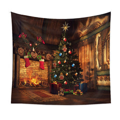 Aperturee - Gift Christmas Tree Bauble Cabin Holiday Backdrop