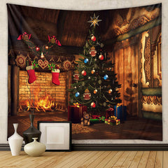 Aperturee - Gift Christmas Tree Bauble Cabin Holiday Backdrop
