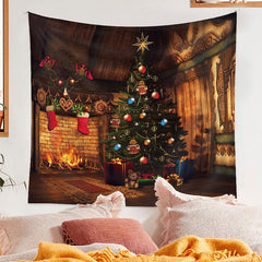 Aperturee - Gift Christmas Tree Bauble Cabin Holiday Backdrop