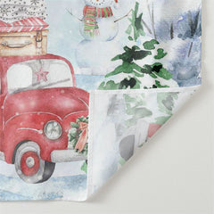 Aperturee - Gift Red Truck Snowman Tree Christmas Backdrop