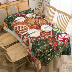 Aperturee - Gingerbread House Xmas Tree Christmas Tablecloth