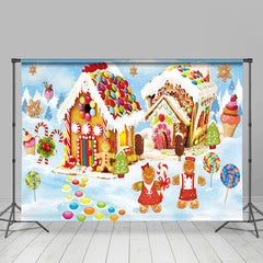 Aperturee - Gingerbread Snow Candyland Winter Christmas Backdrop