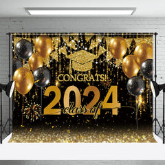Aperturee - Glitter Balloon Congrats Class Of 2024 Photo Backdrop