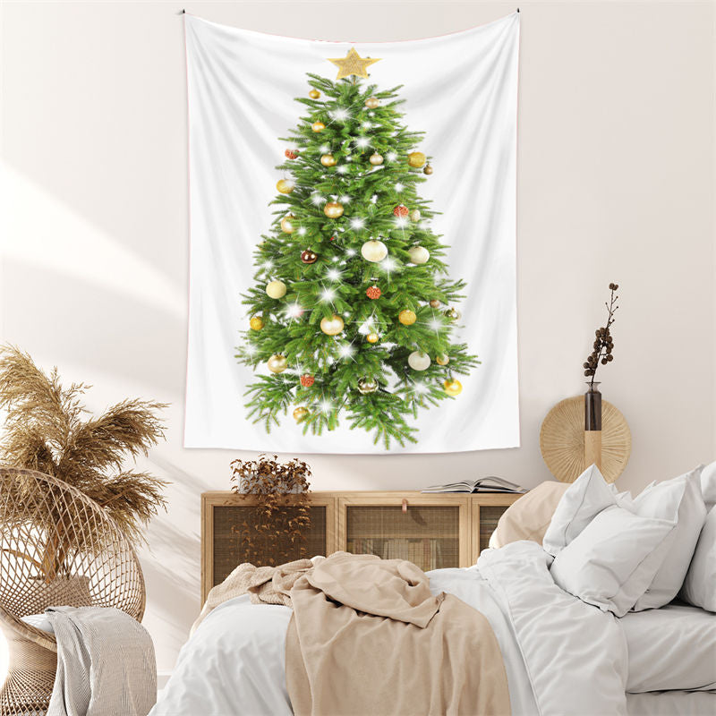 Aperturee - Glitter Bauble Pinetree Christmas Tapestry Wall Deco