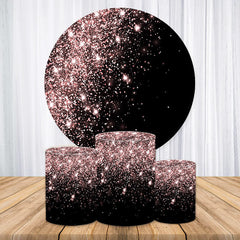 Aperturee Glitter Black And Pink Theme Wedding Round Backdrop Kit