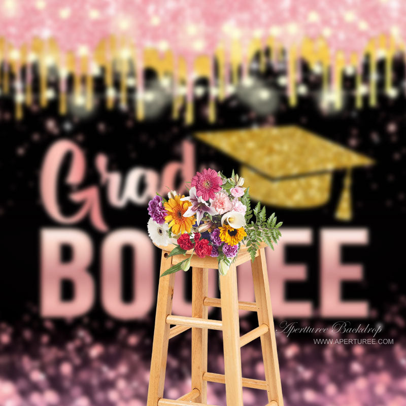 Aperturee - Glitter Black Pink Bokeh Grad Photography Backdrop
