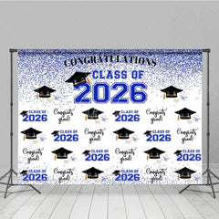 Aperturee - Glitter Blue Congratulations Class Of 2026 Backdrop