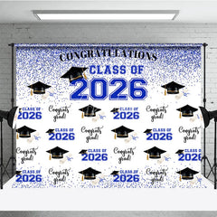 Aperturee - Glitter Blue Congratulations Class Of 2026 Backdrop