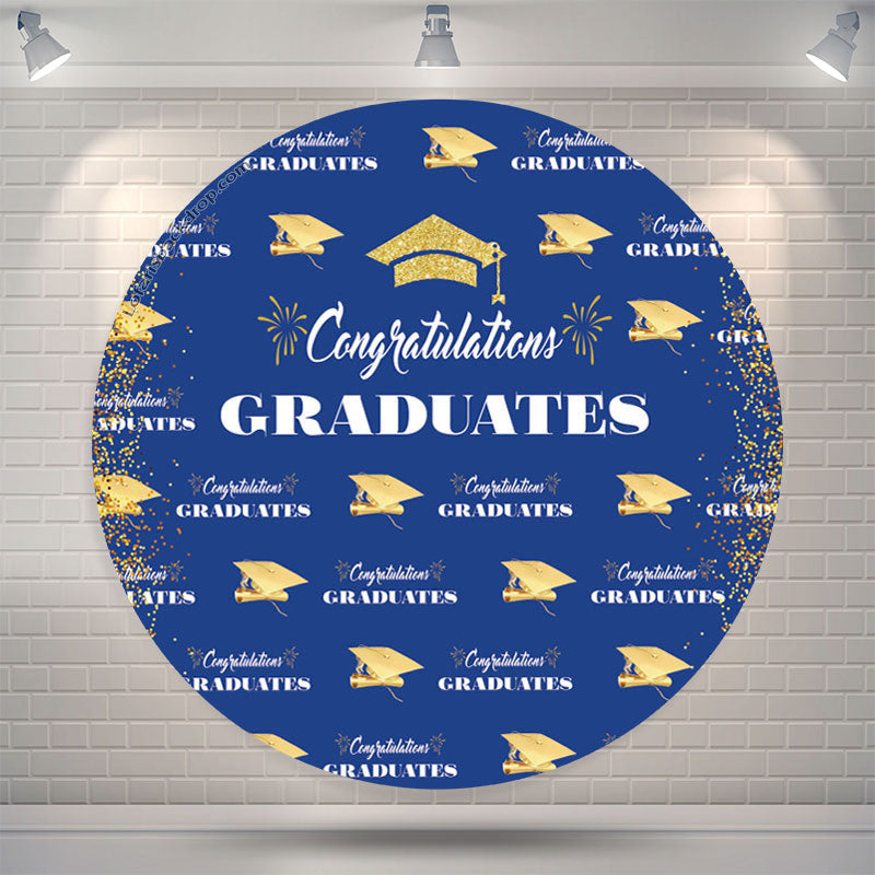 Aperturee Glitter Gold Blue Round Grad Backdrop Cover | Photo Backdrop ...