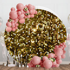 Aperturee - Glitter Golden And Shiny Dots Round Birthday Bckdrop