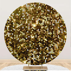 Aperturee - Glitter Golden And Shiny Dots Round Birthday Bckdrop