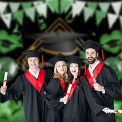 Aperturee - Glitter Green Balloons Congrats Graduation Backdrop