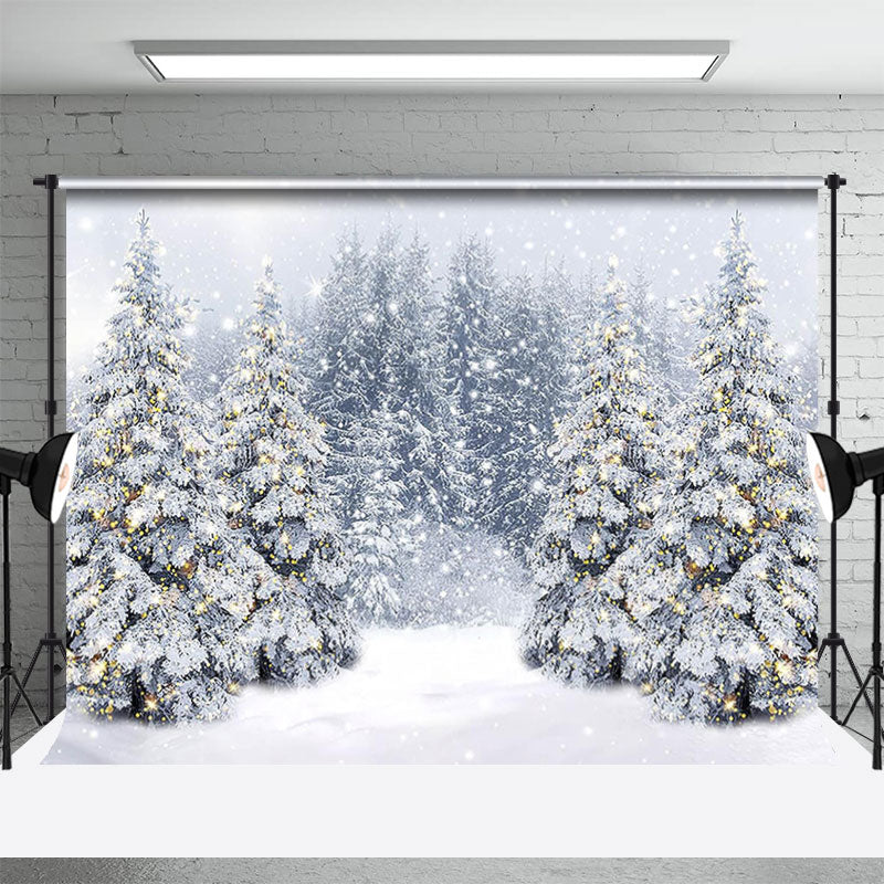 Aperturee - Glitter Light Snow Forest Bokeh Winter Backdrop