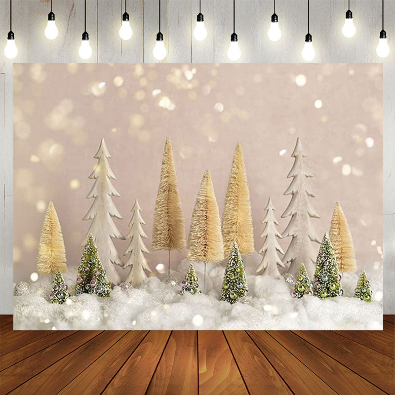 Aperturee - Glitter Little Snowy Xmas Tree Bokeh Party Backdrop
