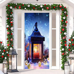 Aperturee - Glitter Pinecone Candle Bokeh Christmas Door Cover