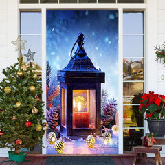 Aperturee - Glitter Pinecone Candle Bokeh Christmas Door Cover