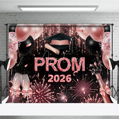 Aperturee - Glitter Pink Balloons Girls Graduation Prom Backdrop