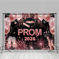 Aperturee - Glitter Pink Balloons Girls Graduation Prom Backdrop