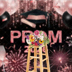 Aperturee - Glitter Pink Balloons Girls Graduation Prom Backdrop