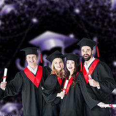 Aperturee - Glitter Purple Black Ribbon Grad Photo Booth Backdrop