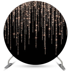 Aperturee Glitter Rose Gold Black Happy Birthday Circle Backdrop