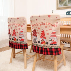 Aperturee - Gnomes Snowflake Red Checkered Christmas Chair Cover