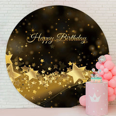 Aperturee - Gold And Black Happy Birthday Round Backdrop