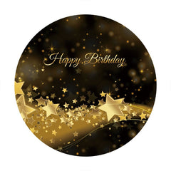 Aperturee - Gold And Black Happy Birthday Round Backdrop
