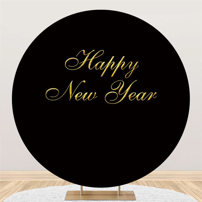 Aperturee - Gold And Black Happy New Year Round Backdrop For Party