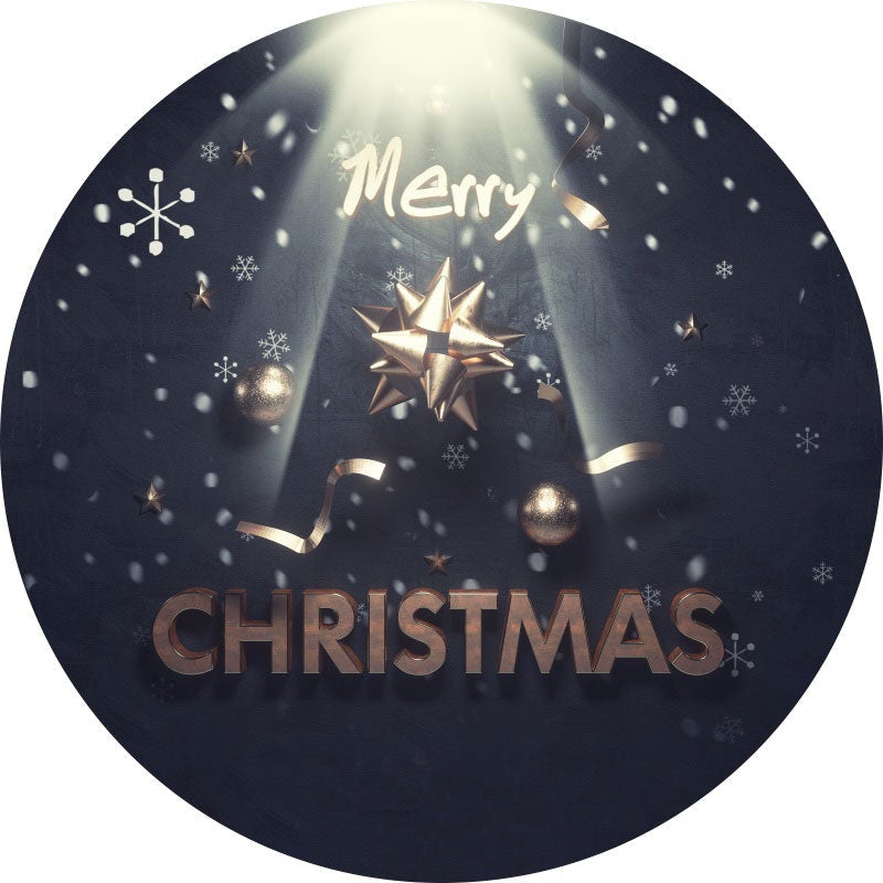 Aperturee - Gold And Black Light Round Christmas Backdrop