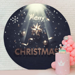 Aperturee - Gold And Black Light Round Christmas Backdrop