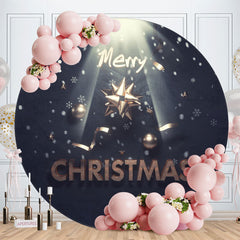 Aperturee - Gold And Black Light Round Christmas Backdrop