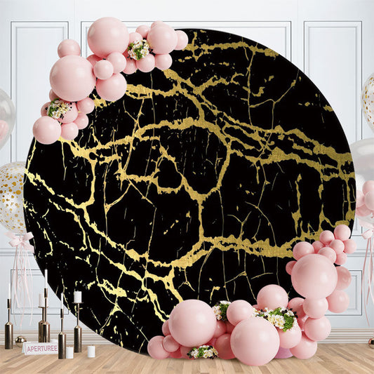 Aperturee - Gold And Black Round Abstract Birthday Backdrop