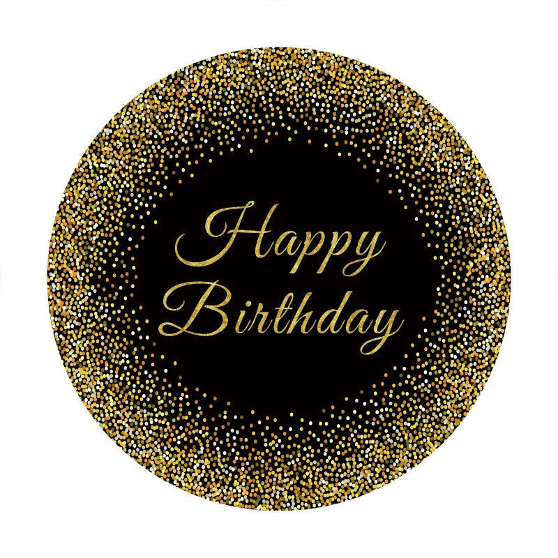 Aperturee - Gold And Black Round Glitter Birthday Backdrop