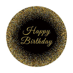 Aperturee - Gold And Black Round Glitter Birthday Backdrop