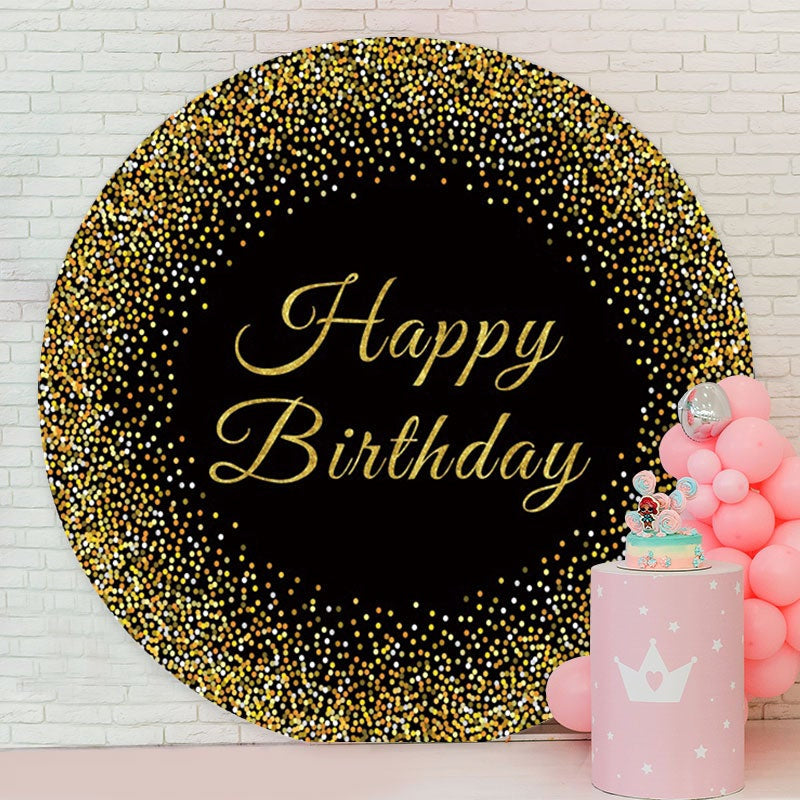 Aperturee - Gold And Black Round Glitter Birthday Backdrop