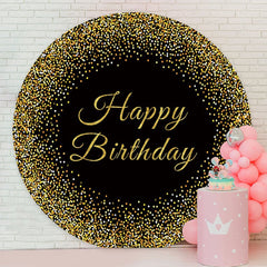 Aperturee - Gold And Black Round Glitter Birthday Backdrop