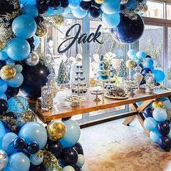 Aperturee - Gold And Macaron Blue Balloon Garland Arch Kit For Birthday | Party Decorations