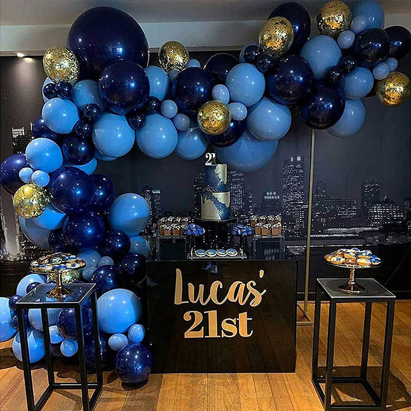 Aperturee - Gold And Macaron Blue Balloon Garland Arch Kit For Birthday | Party Decorations